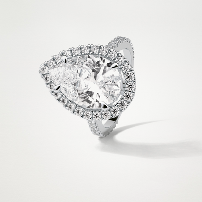 Pear Halo & Pave Moissanite Engagement Ring – 6.15 CT Lab-Created Brilliance in 10K/14K/18K Gold