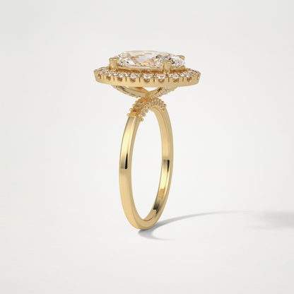 Oval Halo Moissanite Engagement Ring – 3.15 CT Lab-Created Brilliance in 10K/14K/18K Gold