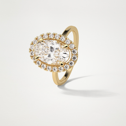 Oval Halo Moissanite Engagement Ring – 3.15 CT Lab-Created Brilliance in 10K/14K/18K Gold