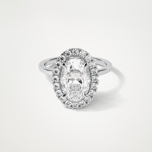 Oval Halo Moissanite Engagement Ring – 3.15 CT Lab-Created Brilliance in 10K/14K/18K Gold
