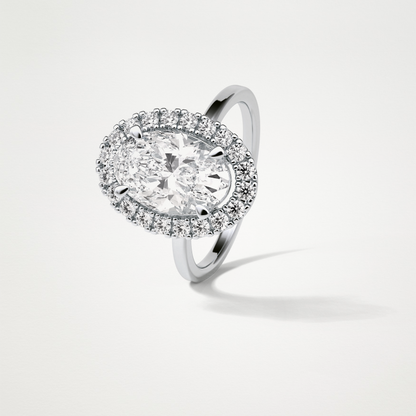 Oval Halo Moissanite Engagement Ring – 3.15 CT Lab-Created Brilliance in 10K/14K/18K Gold