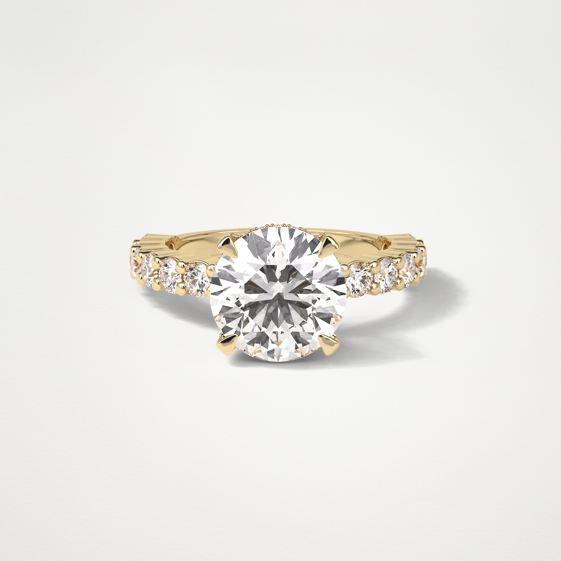 Round Hidden Halo & Pave Moissanite Engagement Ring – 2.75 CT Lab-Created Brilliance in 10K/14K/18K Gold