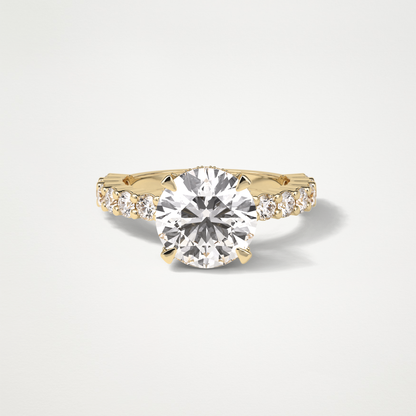 Round Hidden Halo & Pave Moissanite Engagement Ring – 2.75 CT Lab-Created Brilliance in 10K/14K/18K Gold