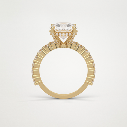 Round Hidden Halo & Pave Moissanite Engagement Ring – 2.75 CT Lab-Created Brilliance in 10K/14K/18K Gold