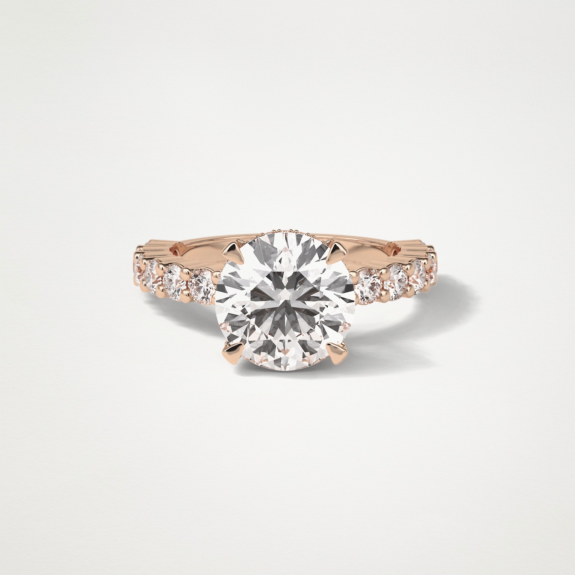 Round Hidden Halo & Pave Moissanite Engagement Ring – 2.75 CT Lab-Created Brilliance in 10K/14K/18K Gold