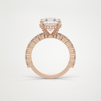 Round Hidden Halo & Pave Moissanite Engagement Ring – 2.75 CT Lab-Created Brilliance in 10K/14K/18K Gold
