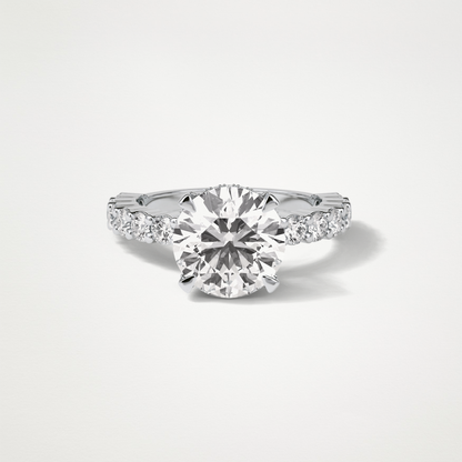 Round Hidden Halo & Pave Moissanite Engagement Ring – 2.75 CT Lab-Created Brilliance in 10K/14K/18K Gold