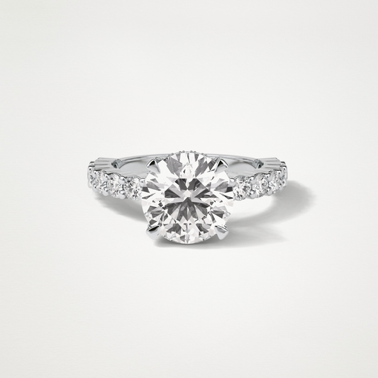 Round Hidden Halo & Pave Moissanite Engagement Ring – 2.75 CT Lab-Created Brilliance in 10K/14K/18K Gold