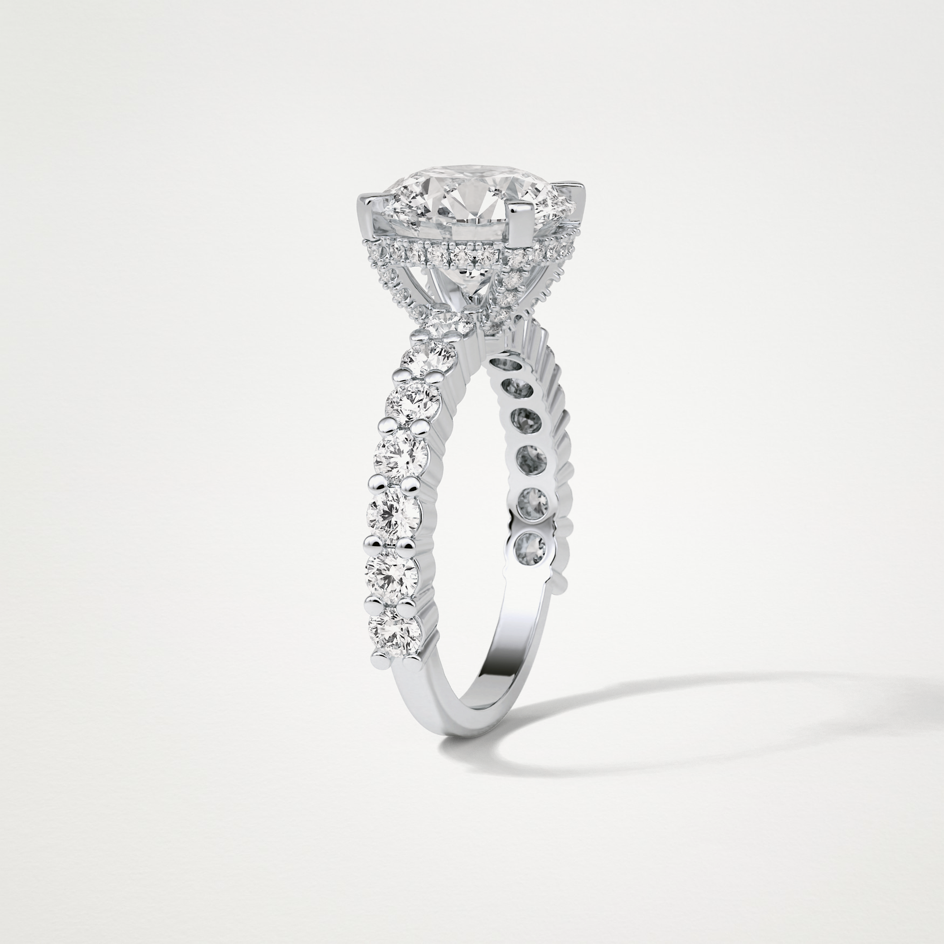 Round Hidden Halo & Pave Moissanite Engagement Ring – 2.75 CT Lab-Created Brilliance in 10K/14K/18K Gold