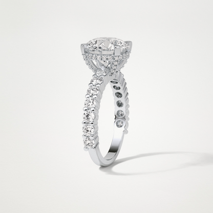 Round Hidden Halo & Pave Moissanite Engagement Ring – 2.75 CT Lab-Created Brilliance in 10K/14K/18K Gold