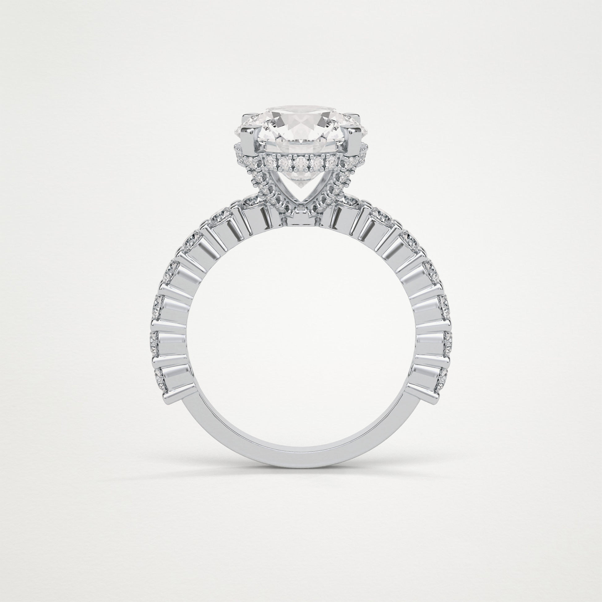 Round Hidden Halo & Pave Moissanite Engagement Ring – 2.75 CT Lab-Created Brilliance in 10K/14K/18K Gold