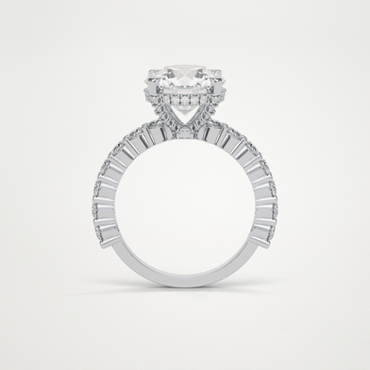 Round Hidden Halo & Pave Moissanite Engagement Ring – 2.75 CT Lab-Created Brilliance in 10K/14K/18K Gold