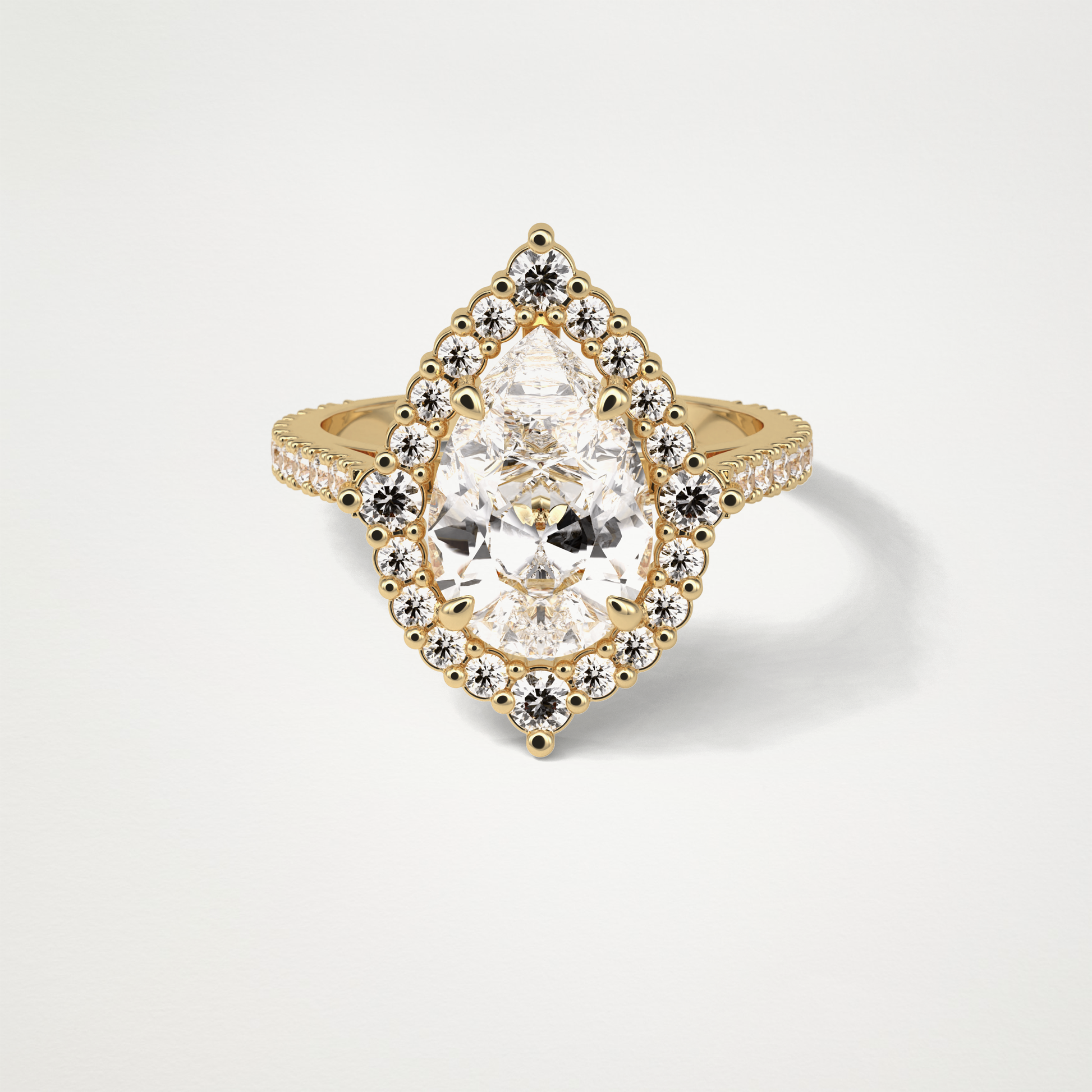 Pear Halo & Pave Moissanite Engagement Ring – 3.1 CT Lab-Created Brilliance in 10K/14K/18K Gold