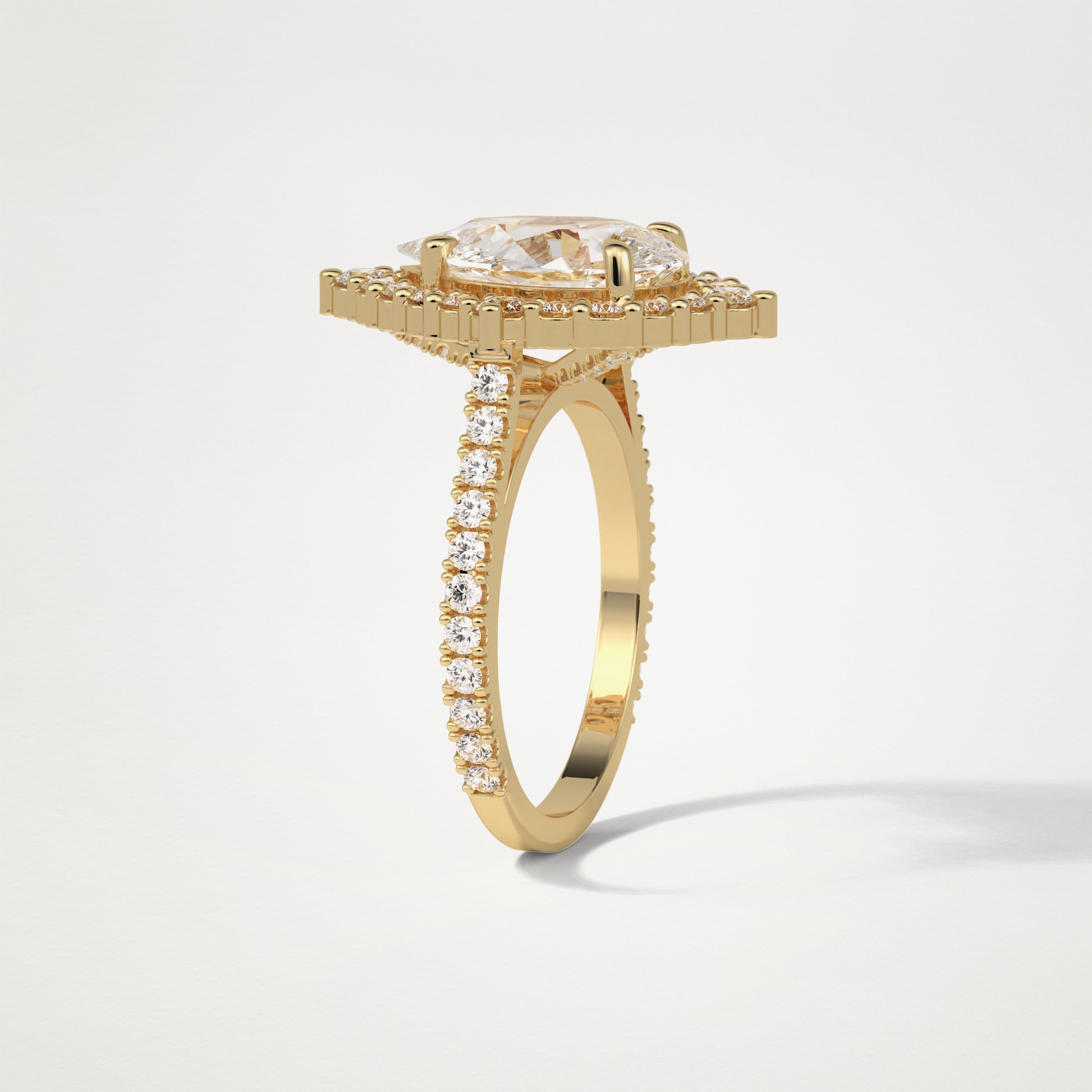 Pear Halo & Pave Moissanite Engagement Ring – 3.1 CT Lab-Created Brilliance in 10K/14K/18K Gold
