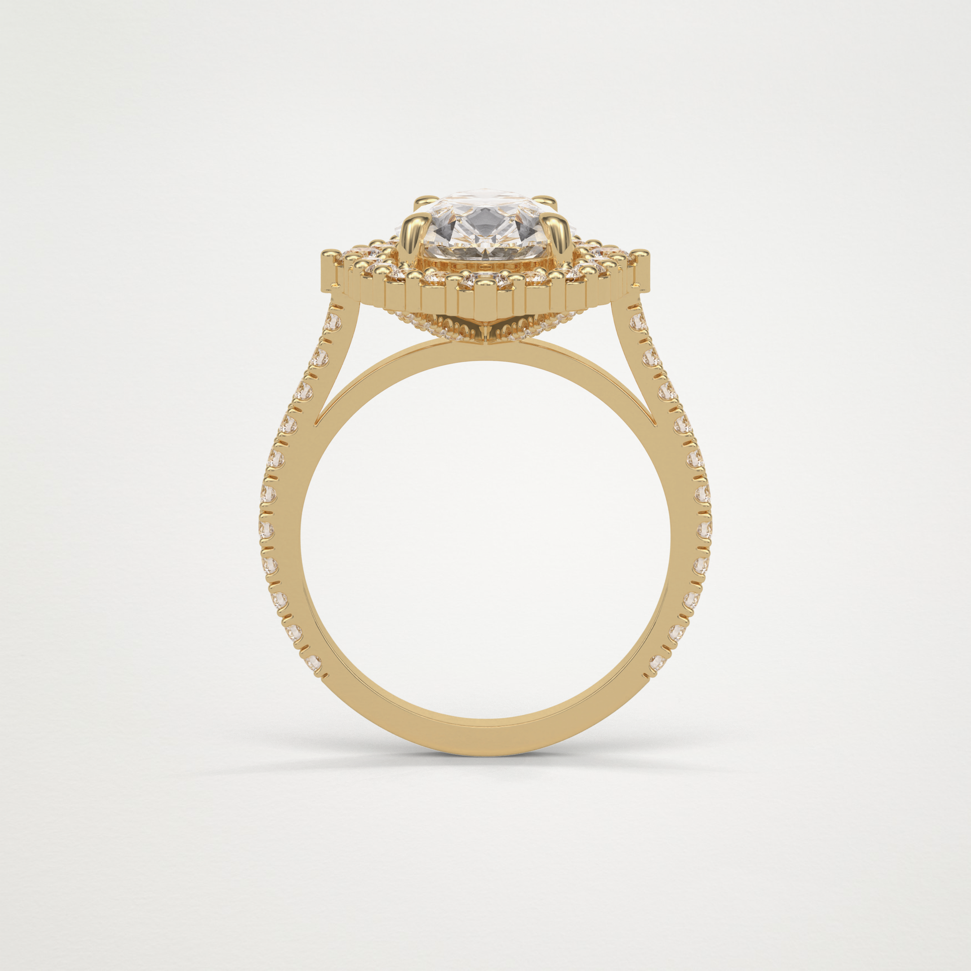 Pear Halo & Pave Moissanite Engagement Ring – 3.1 CT Lab-Created Brilliance in 10K/14K/18K Gold