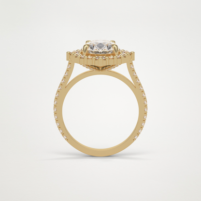 Pear Halo & Pave Moissanite Engagement Ring – 3.1 CT Lab-Created Brilliance in 10K/14K/18K Gold