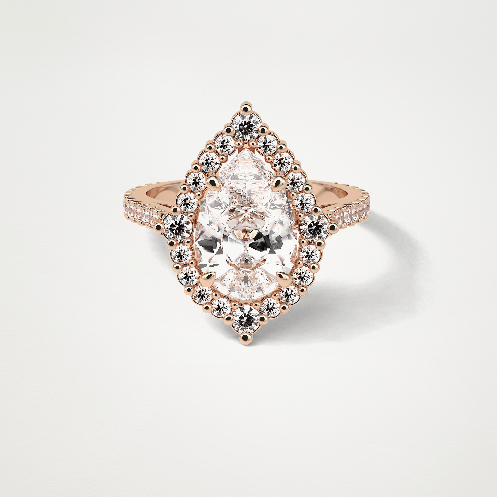 Pear Halo & Pave Moissanite Engagement Ring – 3.1 CT Lab-Created Brilliance in 10K/14K/18K Gold