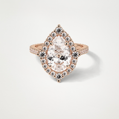 Pear Halo & Pave Moissanite Engagement Ring – 3.1 CT Lab-Created Brilliance in 10K/14K/18K Gold