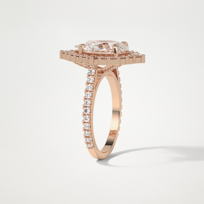 Pear Halo & Pave Moissanite Engagement Ring – 3.1 CT Lab-Created Brilliance in 10K/14K/18K Gold