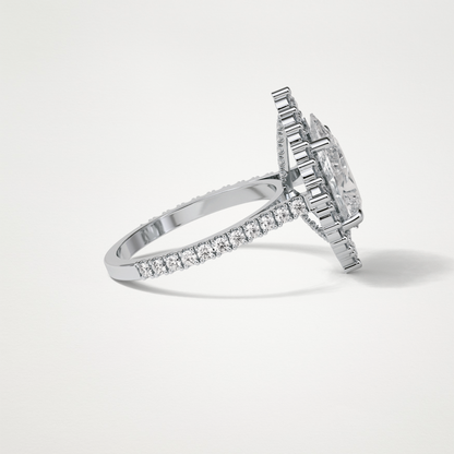 Pear Halo & Pave Moissanite Engagement Ring – 3.1 CT Lab-Created Brilliance in 10K/14K/18K Gold