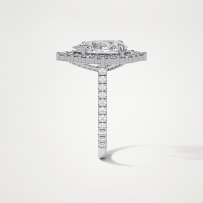 Pear Halo & Pave Moissanite Engagement Ring – 3.1 CT Lab-Created Brilliance in 10K/14K/18K Gold