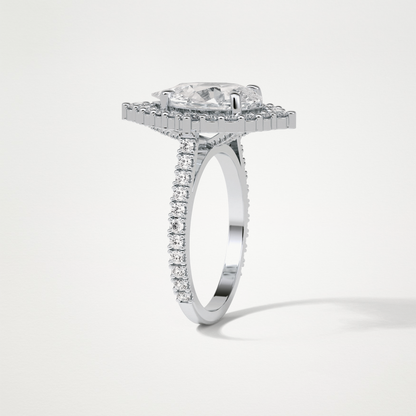Pear Halo & Pave Moissanite Engagement Ring – 3.1 CT Lab-Created Brilliance in 10K/14K/18K Gold