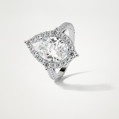 Pear Halo & Pave Moissanite Engagement Ring – 3.1 CT Lab-Created Brilliance in 10K/14K/18K Gold