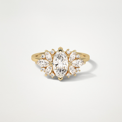 Marquise Cluster Moissanite Engagement Ring – 1 CT Lab-Created Brilliance in 10K/14K/18K Gold