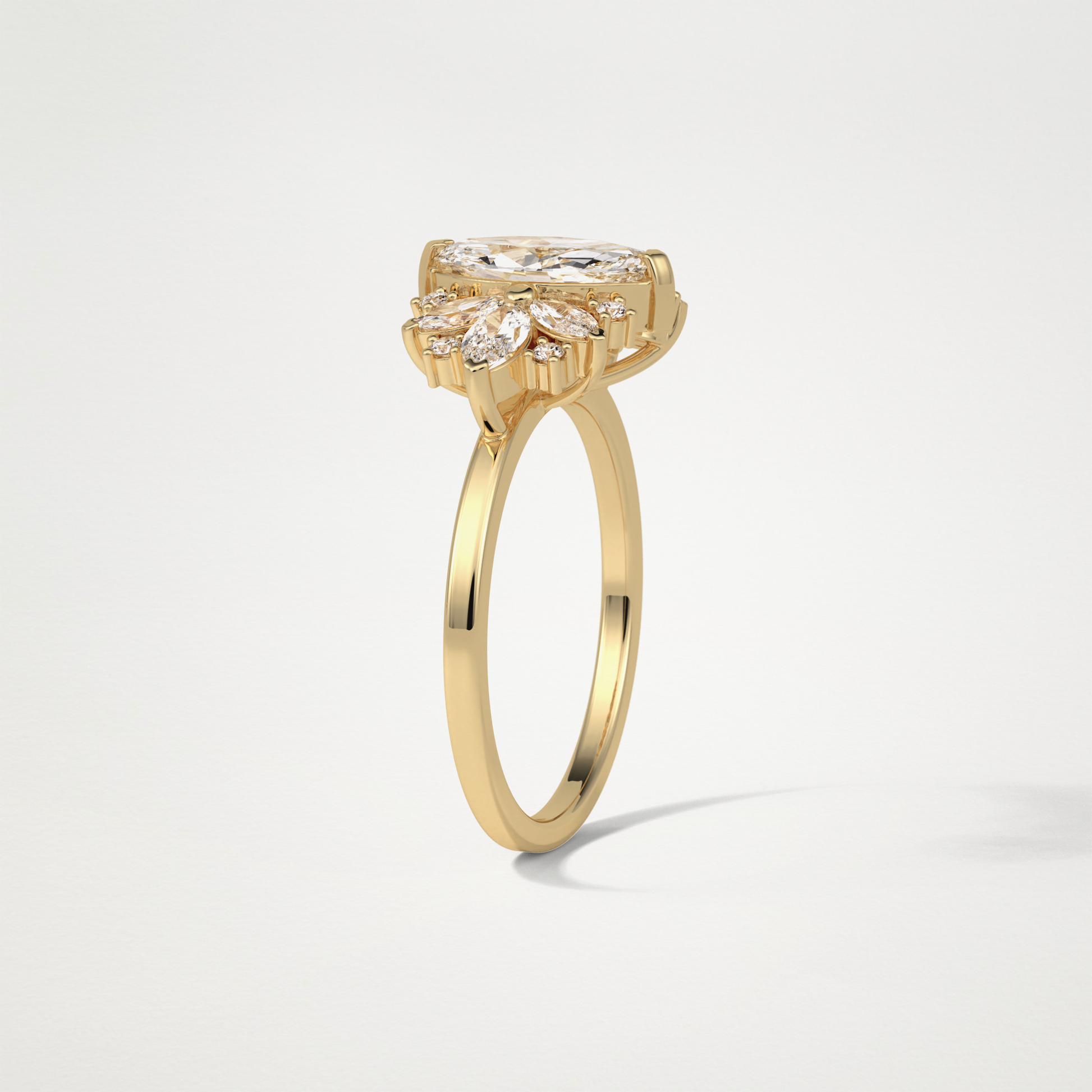 Marquise Cluster Moissanite Engagement Ring – 1 CT Lab-Created Brilliance in 10K/14K/18K Gold
