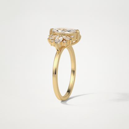 Marquise Cluster Moissanite Engagement Ring – 1 CT Lab-Created Brilliance in 10K/14K/18K Gold