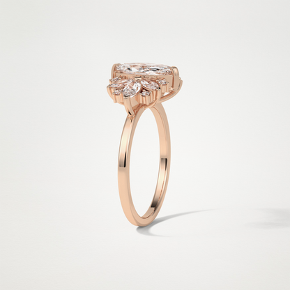 Marquise Cluster Moissanite Engagement Ring – 1 CT Lab-Created Brilliance in 10K/14K/18K Gold