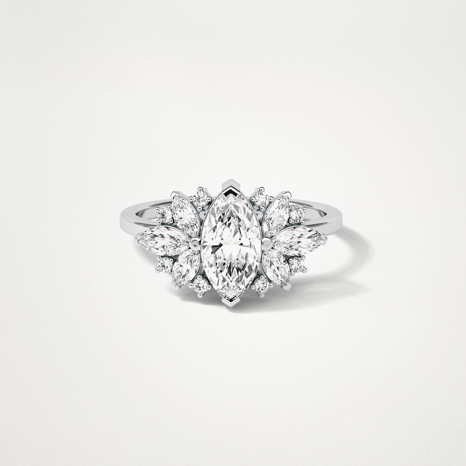 Marquise Cluster Moissanite Engagement Ring – 1 CT Lab-Created Brilliance in 10K/14K/18K Gold