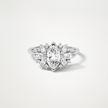 Marquise Cluster Moissanite Engagement Ring – 1 CT Lab-Created Brilliance in 10K/14K/18K Gold