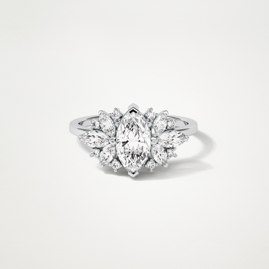 Marquise Cluster Moissanite Engagement Ring – 1 CT Lab-Created Brilliance in 10K/14K/18K Gold