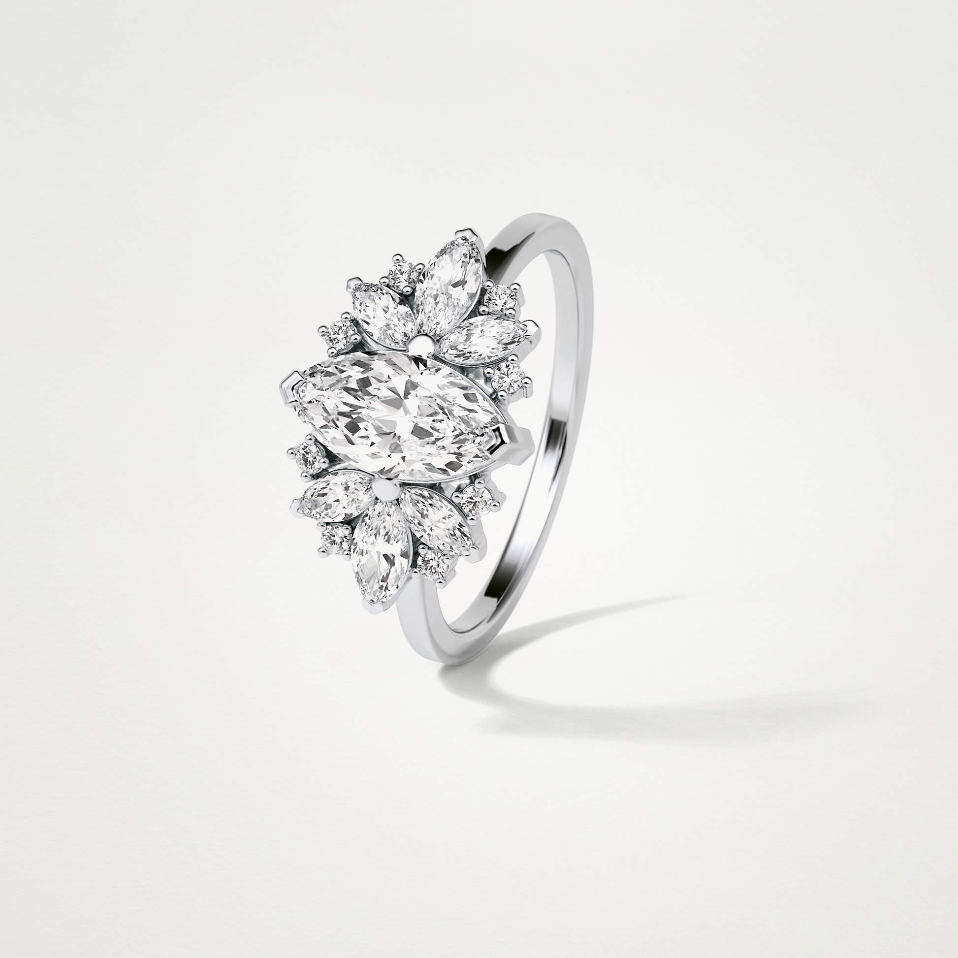 Marquise Cluster Moissanite Engagement Ring – 1 CT Lab-Created Brilliance in 10K/14K/18K Gold
