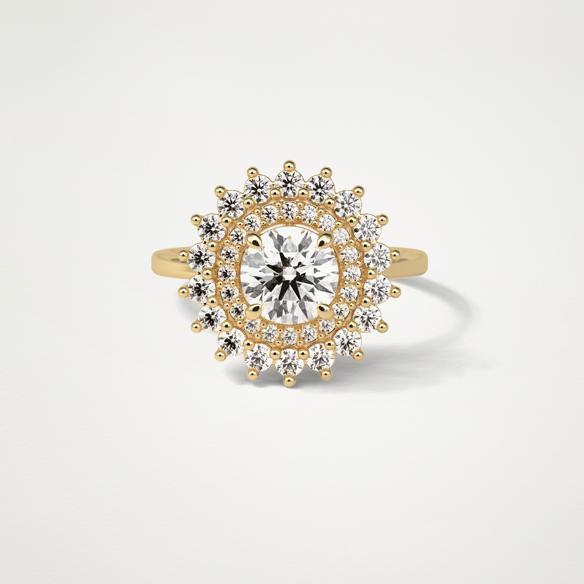 Round Double Halo Moissanite Engagement Ring – 1 CT Lab-Created Brilliance in 10K/14K/18K Gold