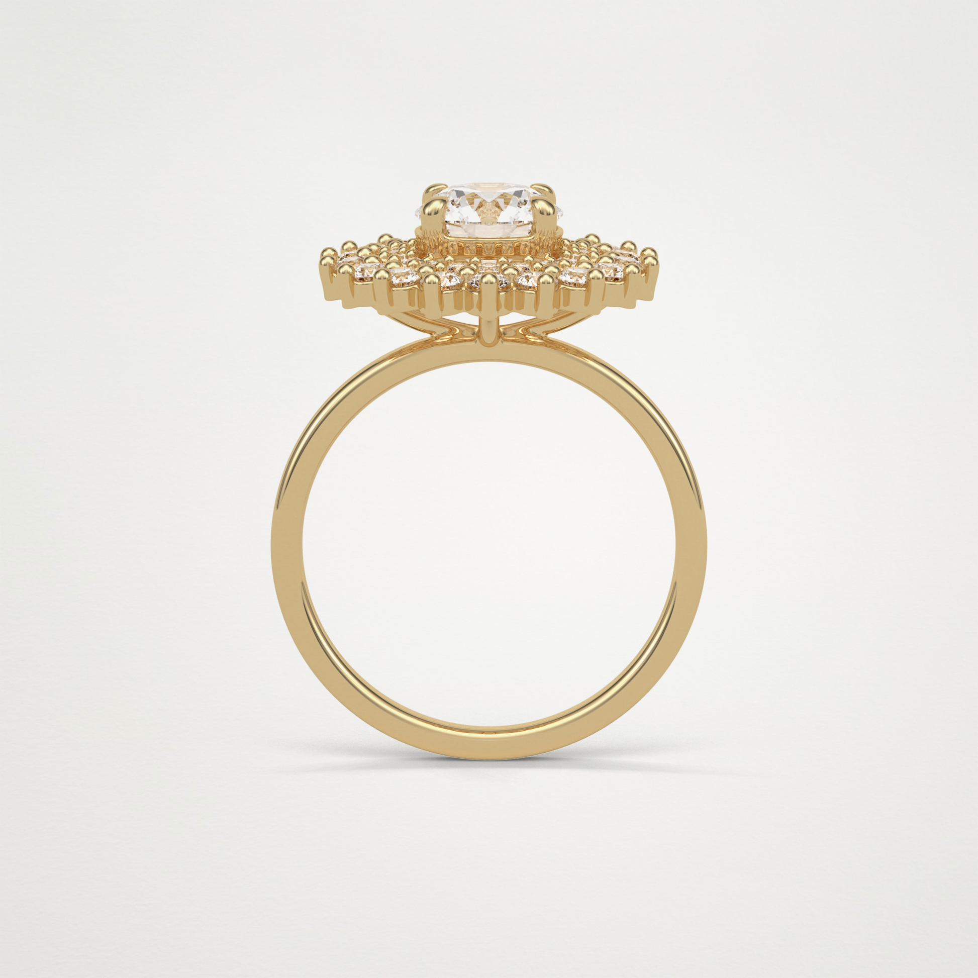 Round Double Halo Moissanite Engagement Ring – 1 CT Lab-Created Brilliance in 10K/14K/18K Gold