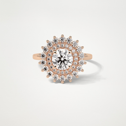 Round Double Halo Moissanite Engagement Ring – 1 CT Lab-Created Brilliance in 10K/14K/18K Gold