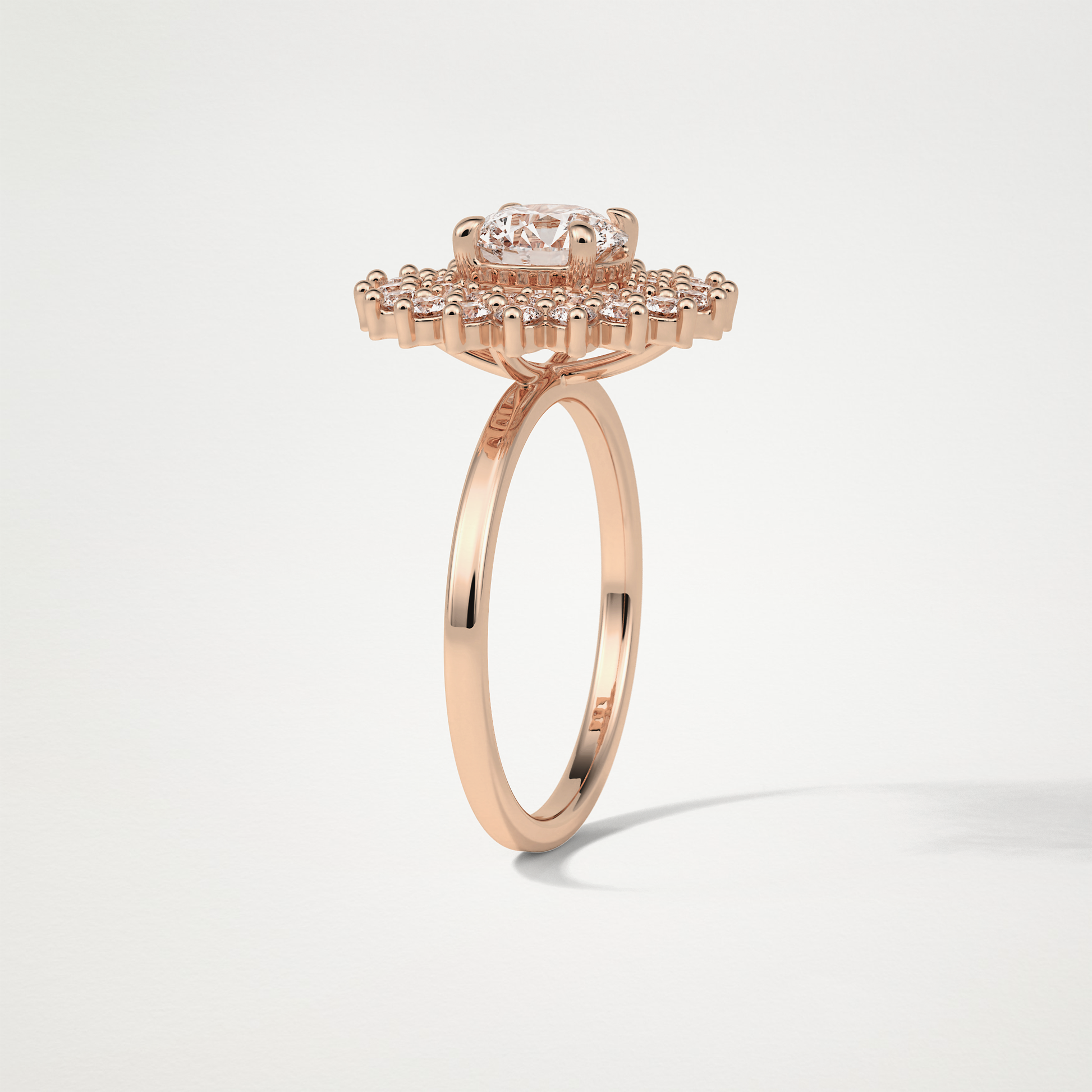 Round Double Halo Moissanite Engagement Ring – 1 CT Lab-Created Brilliance in 10K/14K/18K Gold