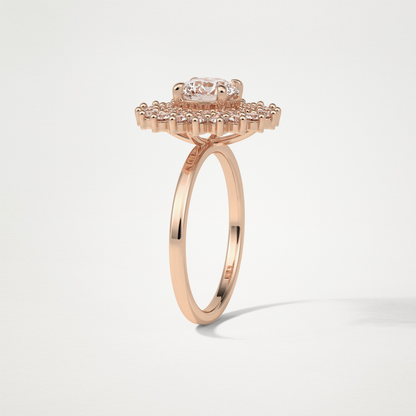 Round Double Halo Moissanite Engagement Ring – 1 CT Lab-Created Brilliance in 10K/14K/18K Gold