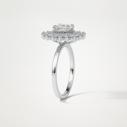 Round Double Halo Moissanite Engagement Ring – 1 CT Lab-Created Brilliance in 10K/14K/18K Gold