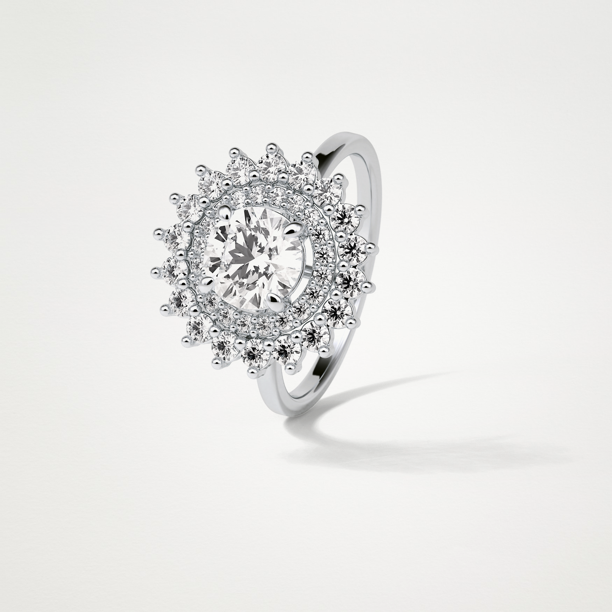 Round Double Halo Moissanite Engagement Ring – 1 CT Lab-Created Brilliance in 10K/14K/18K Gold