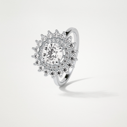 Round Double Halo Moissanite Engagement Ring – 1 CT Lab-Created Brilliance in 10K/14K/18K Gold