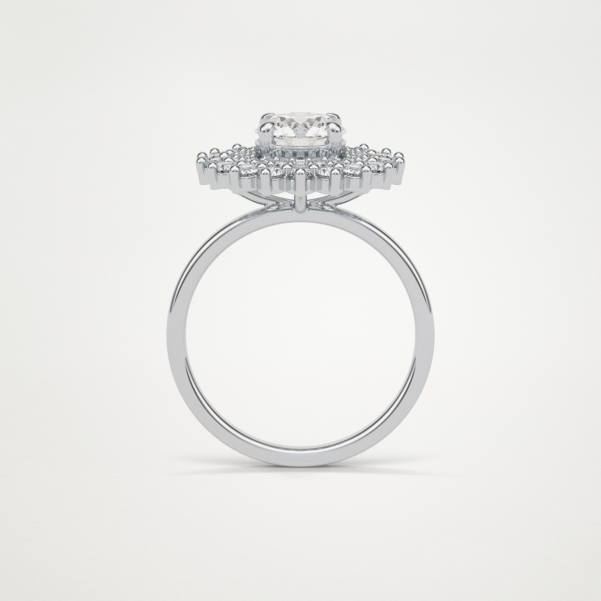 Round Double Halo Moissanite Engagement Ring – 1 CT Lab-Created Brilliance in 10K/14K/18K Gold