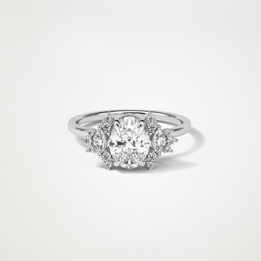 Oval Cluster Moissanite Engagement Ring – 1.33 CT Lab-Created Brilliance in 10K/14K/18K Gold