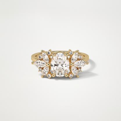 Oval Cluster Moissanite Engagement Ring – 1.33 CT Lab-Created Brilliance in 10K/14K/18K Gold