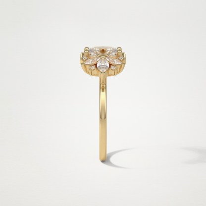 Oval Cluster Moissanite Engagement Ring – 1.33 CT Lab-Created Brilliance in 10K/14K/18K Gold