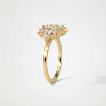 Oval Cluster Moissanite Engagement Ring – 1.33 CT Lab-Created Brilliance in 10K/14K/18K Gold