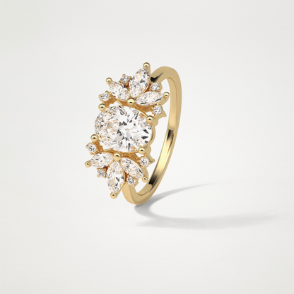 Oval Cluster Moissanite Engagement Ring – 1.33 CT Lab-Created Brilliance in 10K/14K/18K Gold