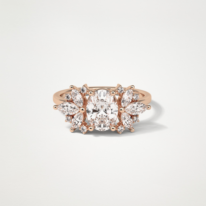 Oval Cluster Moissanite Engagement Ring – 1.33 CT Lab-Created Brilliance in 10K/14K/18K Gold
